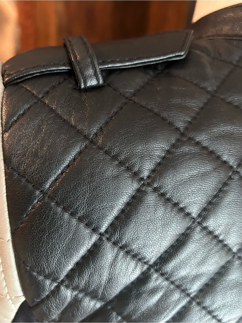BCBGMAXAZRIA Mossy-Beige Lamb Leather Quilted Moto Jacket, Ladies XS - Picture 5 of 16
